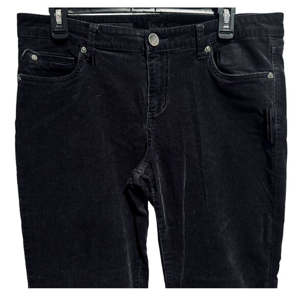 Kut from the Kloth Diana Stretch Corduroy Skinny Jeans Pants Black 5-Pocket 12 - Picture 2 of 7